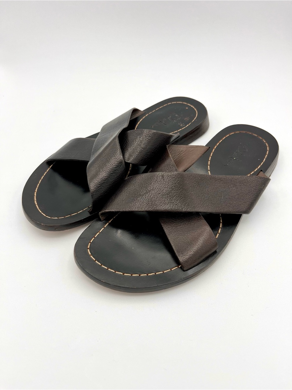 COLE HAAN Cross Strap Sandals Chocolate Brown Men’s Size 9